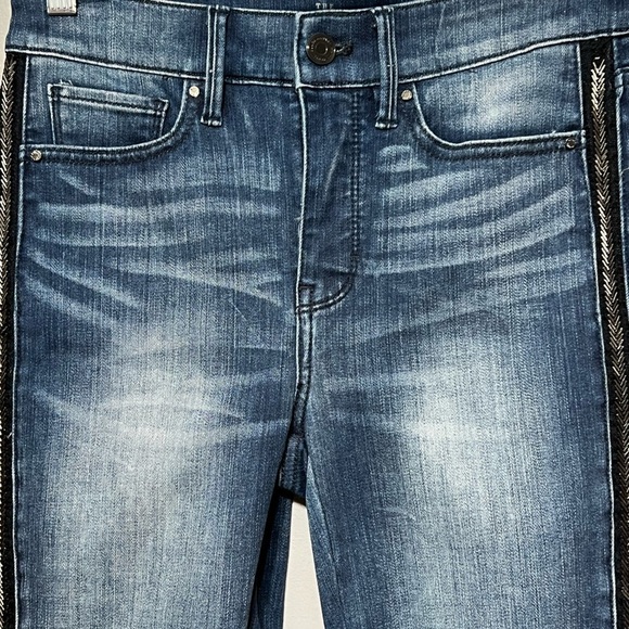White House Black Market Beaded Tuxedo Jeans Striped High-Rise Skinny Ankle 00 - Picture 6 of 16